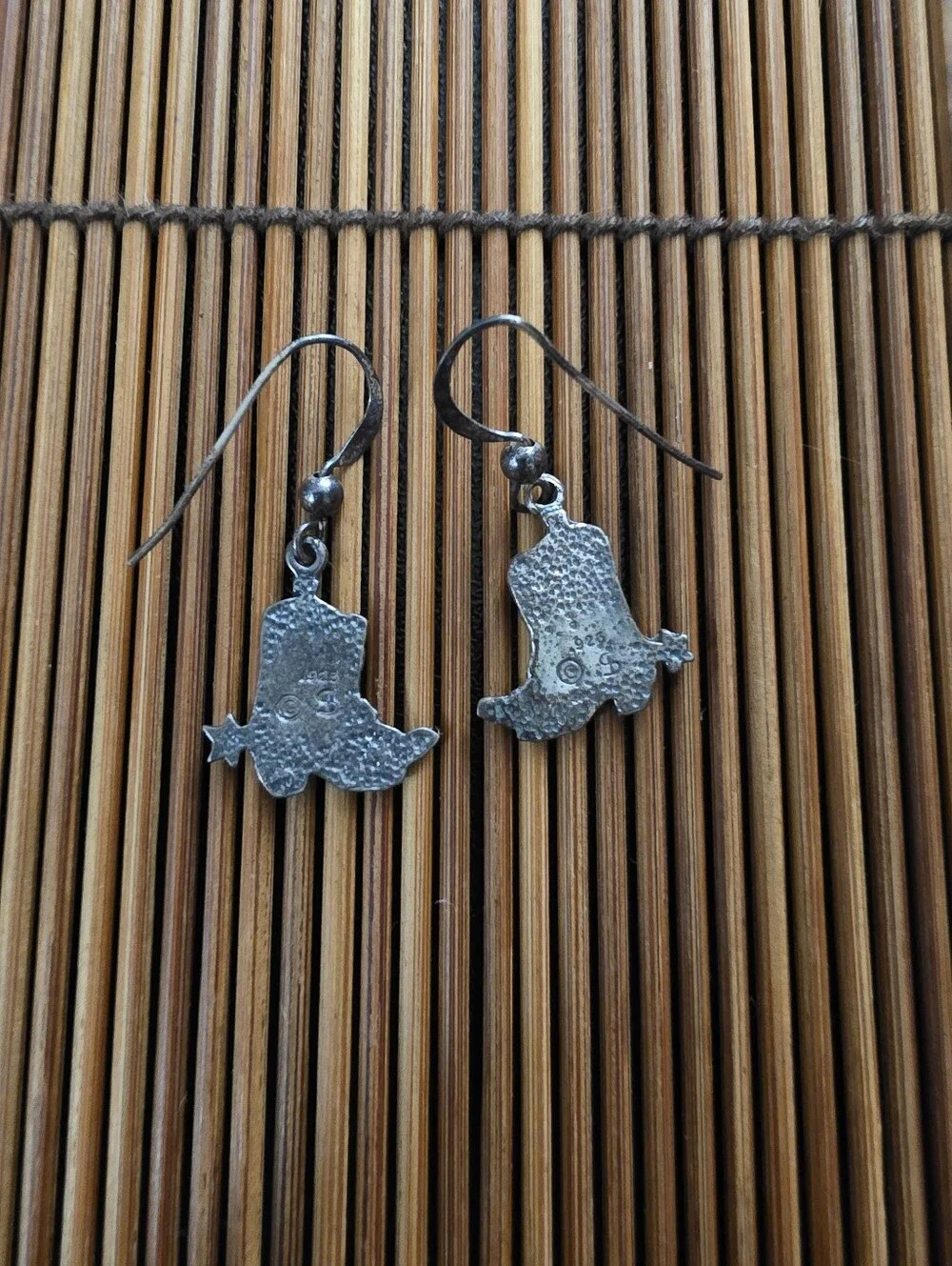 925 Silver Cowgirl Boots Dangle Earrings (Vintage)